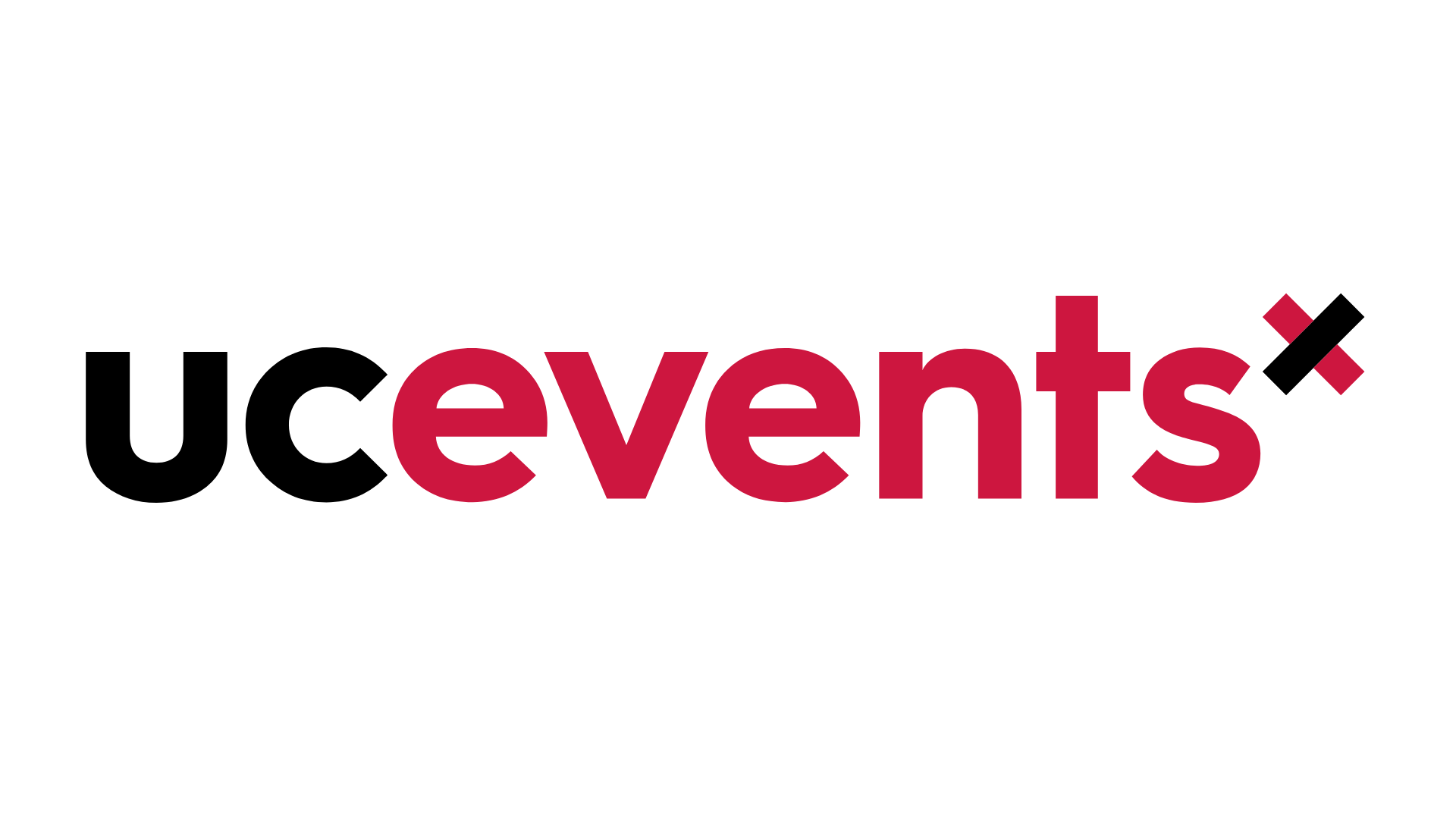 The word 'UCEventsx' appears as a logo. The 'UC' portion appears in black while the 'events' portion appears in red. The 'x' is indexed above the 's' of 'events' and is both black and red. 