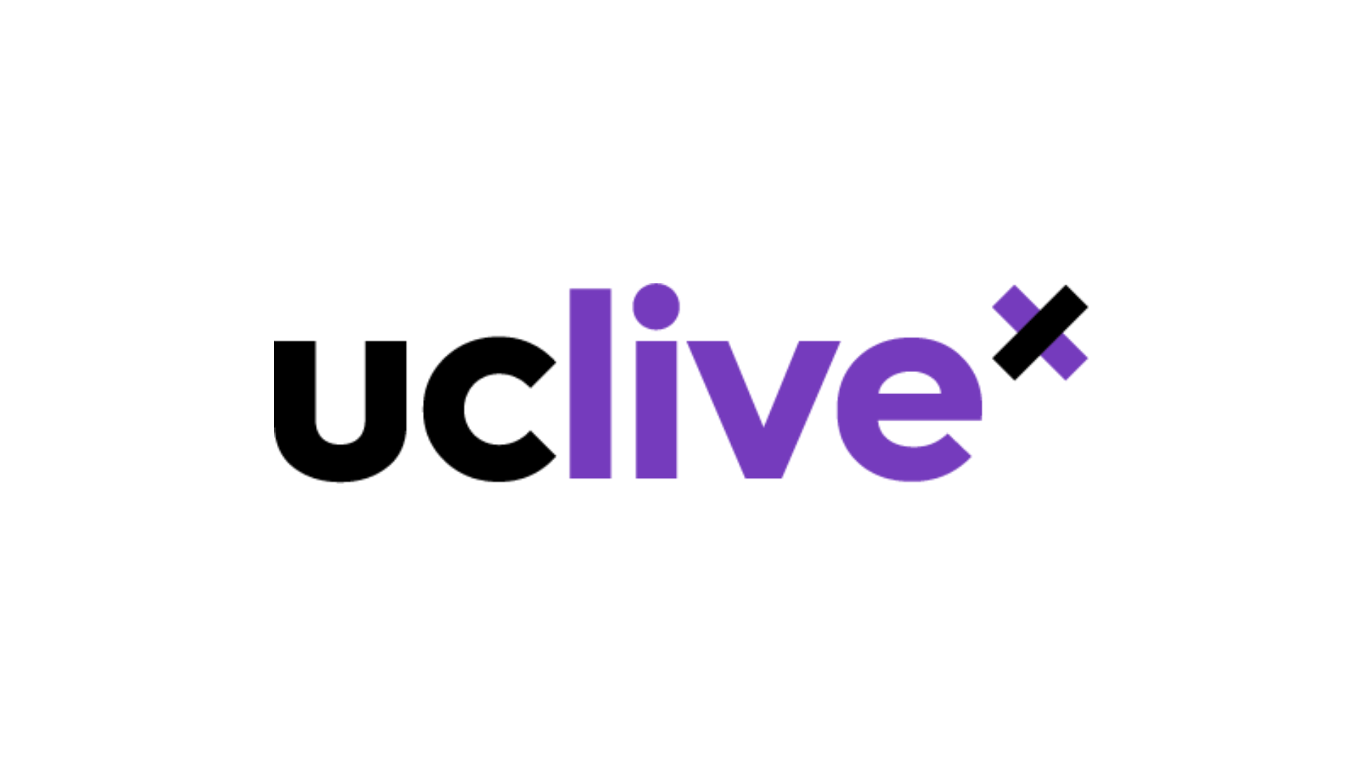 The word 'UCLivex' appears as a logo. The 'UC' portion appears in black while the 'live' portion appears in purple. The 'x' is indexed above the 'e' of 'live' and is both black and purple.. 