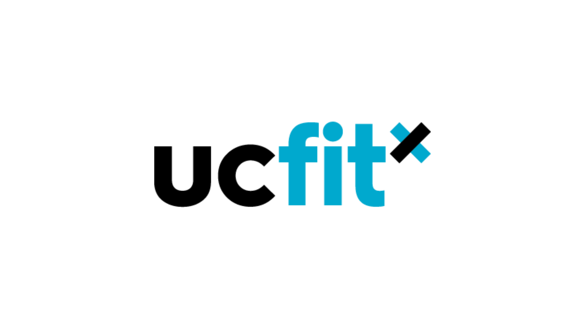 The word 'UCFitx' appears as a logo. The 'UC' portion appears in black while the 'life' portion appears in light blue. The 'x' is indexed above the 't' of 'fit' and is both black and blue. 